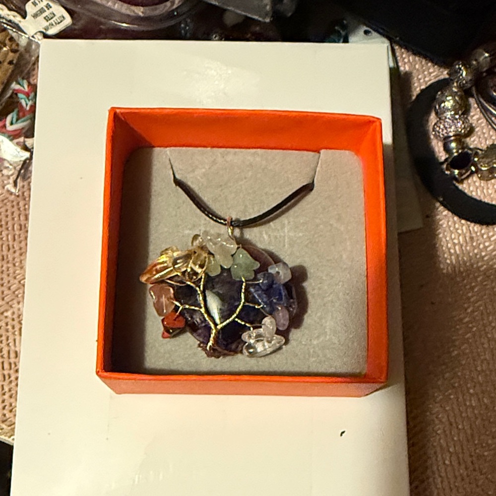 Handmade Multicolor Crystal Tree Pendant Necklace - Women's Jewelry